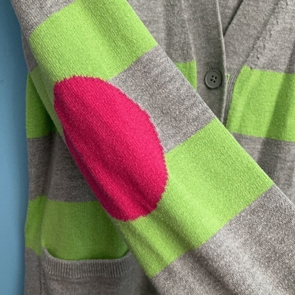 𝅺GAP Girl Green Gray Stripes Cardigan US XXL Girl - Picture 5 of 7